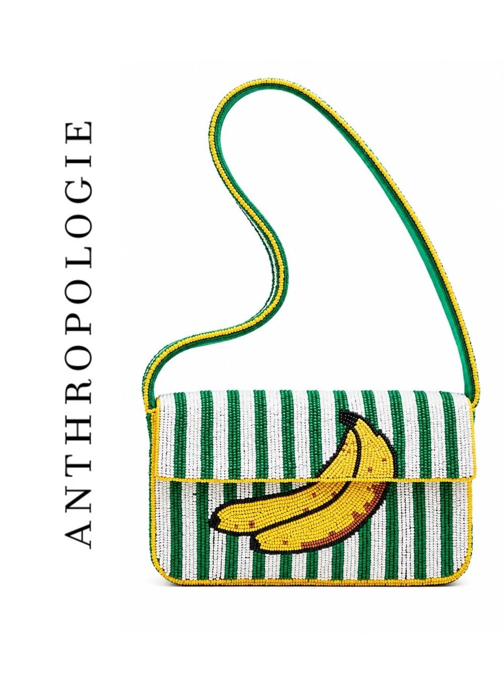 Anthropologie Fiona Beaded Bag: Food & Drink Edition βBanana Stripeβ